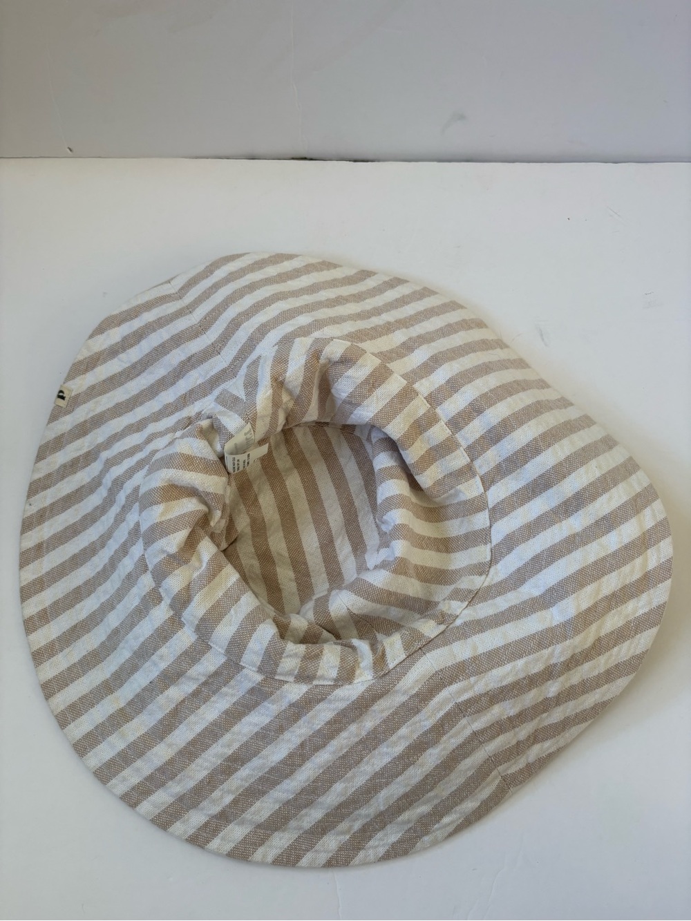 Pact Organic Cotton Packable Sun Hat White Tan Stripe Resort Cruise Coast Garden - Picture 4 of 7